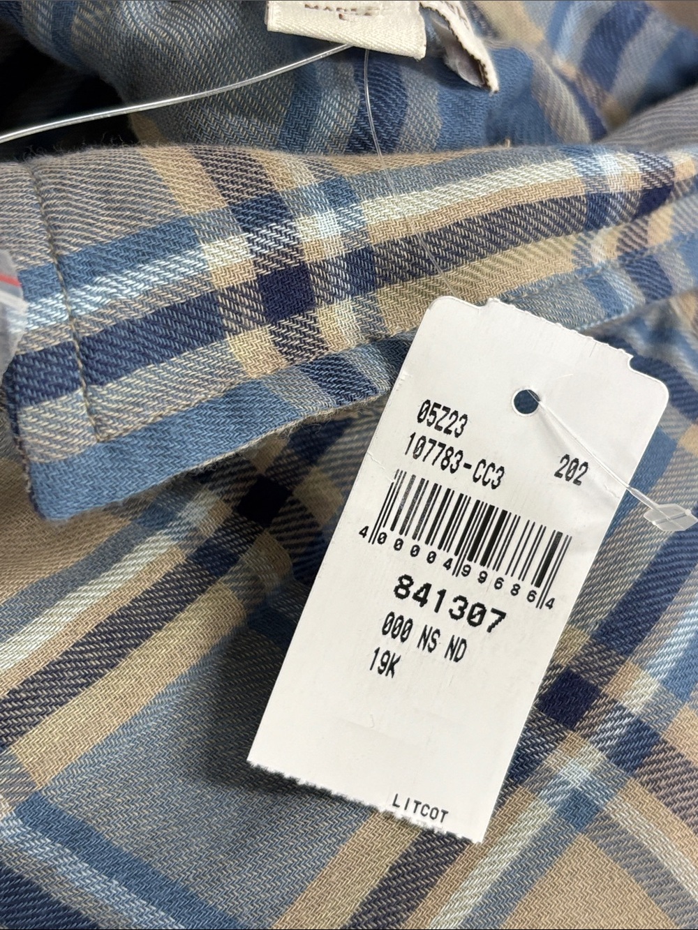 Coldwater Creek Blue and Tan Plaid Long-Sleeve Shirt Dress with Belt - Picture 6 of 9